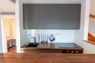 Küche/Küchenzeile in der Unterkunft Ferienwohnung Harzer Hütte mit Balkon