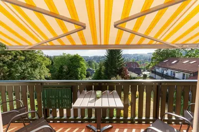 Ein Balkon oder eine Terrasse in der Unterkunft Ferienwohnung Blickfang mit Balkon und Traumblick