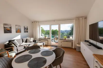TV/Unterhaltungsangebot in der Unterkunft Ferienwohnung Blickfang mit Balkon und Traumblick