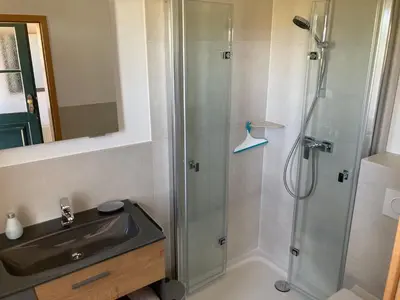Ein Badezimmer in der Unterkunft Ferienwohnung Huyblick