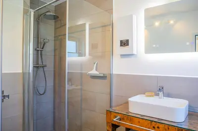 Ein Badezimmer in der Unterkunft Bergmannsblick 2