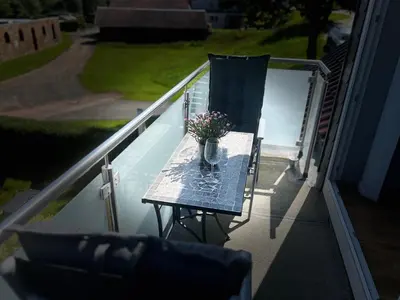 Ein Balkon oder eine Terrasse in der Unterkunft Ferienwohnung Glück Auf