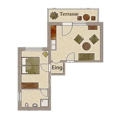 Grundriss der Unterkunft Haus Nietmann Kleine gemütliche Ferienwohnung mit modernen Akzenten
