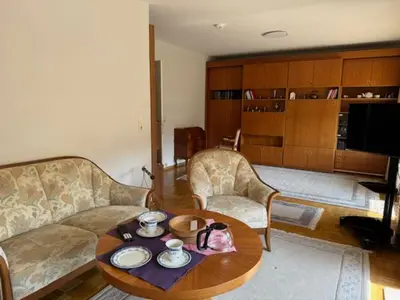 Ein Sitzbereich in der Unterkunft Terrassenappartment im Harz