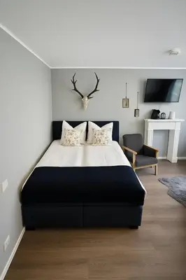 Ein Bett oder Betten in einem Zimmer der Unterkunft Harz Vital Lodge sehr komfortable Ferienwohnung