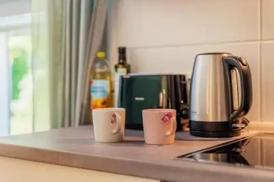 Kaffee-/Teezubehör in der Unterkunft Harz Vital Lodge sehr komfortable Ferienwohnung