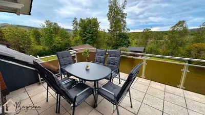 Ein Balkon oder eine Terrasse in der Unterkunft Ferienwohnung Bergmann mit Balkon und Kamin
