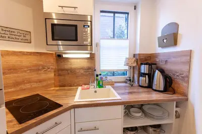 Küche/Küchenzeile in der Unterkunft Kleine Bergsuite mit Terrasse