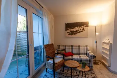 Ein Sitzbereich in der Unterkunft Kleine Bergsuite mit Terrasse