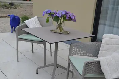 Ein Sitzbereich in der Unterkunft Ferienwohnung Mühlenanger