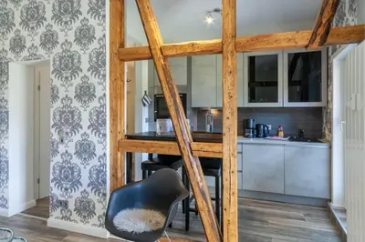 Küche/Küchenzeile in der Unterkunft Ferienwohnung Bergprinz mit Terrasse