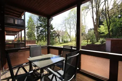 Ein Balkon oder eine Terrasse in der Unterkunft Ferienwohnung Kortum mit Balkon