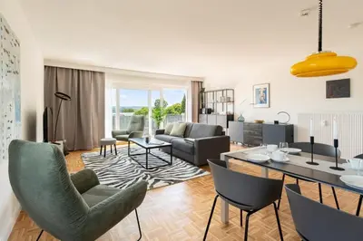 Ein Sitzbereich in der Unterkunft Ferienwohnung Ausblick