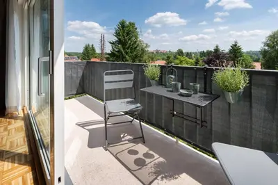 Ein Balkon oder eine Terrasse in der Unterkunft Ferienwohnung Ausblick