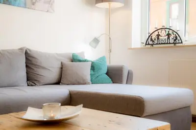 Ein Sitzbereich in der Unterkunft Ferienwohnung Oberharzer Bergluft mit Balkon