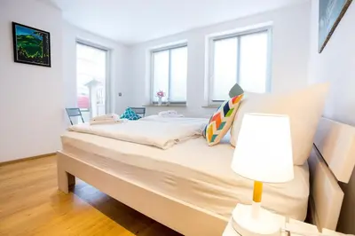 Ein Bett oder Betten in einem Zimmer der Unterkunft Ferienwohnung Oberharzer Bergluft mit Balkon