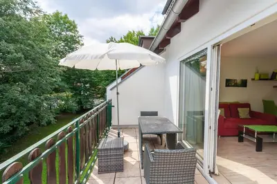 Ein Balkon oder eine Terrasse in der Unterkunft Apartment an der Wurmbergseilbahn mit Balkon