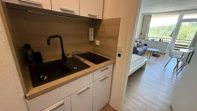 Küche/Küchenzeile in der Unterkunft Lake Lodge am Kranichsee - Hahnenklee im Harz