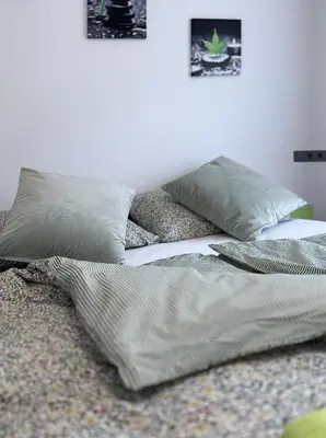 Ein Bett oder Betten in einem Zimmer der Unterkunft Villa Palmwiesen