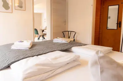 Ein Bett oder Betten in einem Zimmer der Unterkunft 3 Zimmer Ferienwohnung Harter Brocken