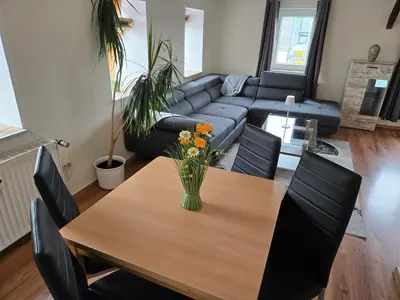 Ein Sitzbereich in der Unterkunft Ferienwohnung Mila