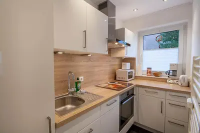 Küche/Küchenzeile in der Unterkunft Ferienwohnung Marit mit Balkon