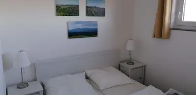 Ein Bett oder Betten in einem Zimmer der Unterkunft Apartment Weitsicht mit Pool & Sauna