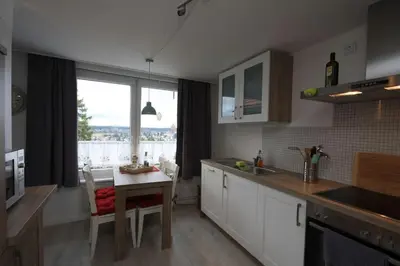Küche/Küchenzeile in der Unterkunft Ferienwohnung Hüttebergblick
