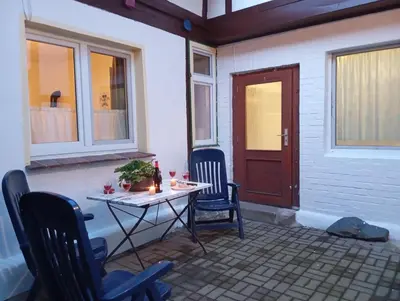 Ein Sitzbereich in der Unterkunft Ferienhaus Max Schmeling