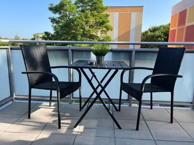 Ein Balkon oder eine Terrasse in der Unterkunft Filmstadt Quedlinburg