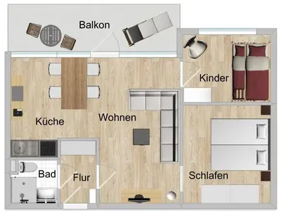 Grundriss der Unterkunft Altenauer Traumsicht mit Balkon