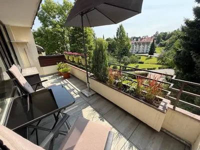 Ein Balkon oder eine Terrasse in der Unterkunft Ferienwohnung Harzwiese