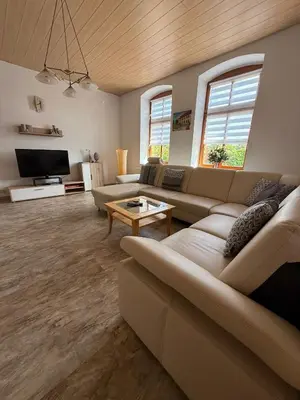 Ein Sitzbereich in der Unterkunft Ferienwohnung zum Klosterhof