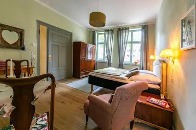 Ein Bett oder Betten in einem Zimmer der Unterkunft Gästehaus Unter den Weiden, Halberstadt