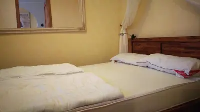 Ein Bett oder Betten in einem Zimmer der Unterkunft Ferienwohnung Mattejiet