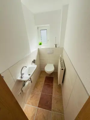 Ein Badezimmer in der Unterkunft Traumhaus Waldeck mit Garten in der Innenstadt von Wernigerode von Harztraveler