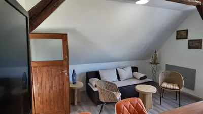 Ein Sitzbereich in der Unterkunft HarzRitter Stübchen