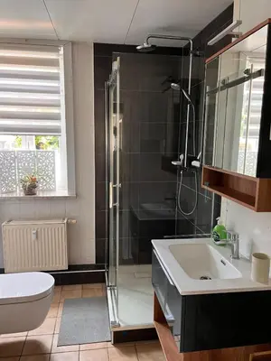 Ein Badezimmer in der Unterkunft Ferienwohnung auf dem Löperhof in der Altstadt