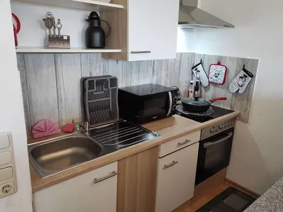 Küche/Küchenzeile in der Unterkunft Ferienwohnung Abendsonne App 450