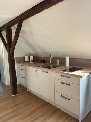 Küche/Küchenzeile in der Unterkunft Quartier Alte Werkstatt