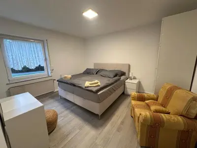 Ein Sitzbereich in der Unterkunft Fewo am Rammelsberg