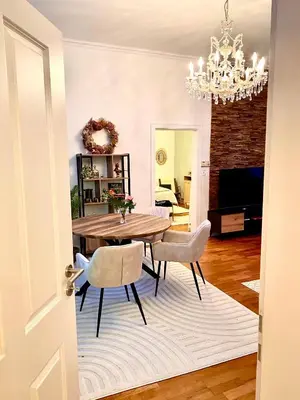 Ein Sitzbereich in der Unterkunft ApartRoß in Villa Eichbaum, zentrale Lage Bummelallee