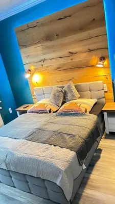 Ein Bett oder Betten in einem Zimmer der Unterkunft Ferienwohnung Abzuchthafen
