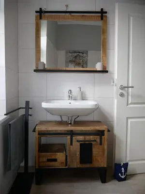 Ein Badezimmer in der Unterkunft Ferienwohnung Abzuchthafen