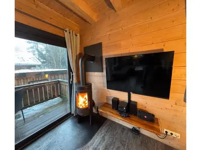 TV/Unterhaltungsangebot in der Unterkunft Blockhütte im Harz mit Sauna und Kamin
