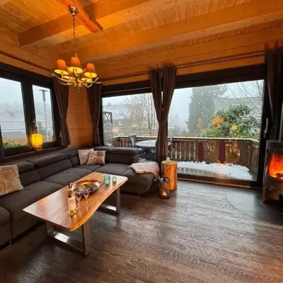 Blockhütte im Harz mit Sauna und Kamin