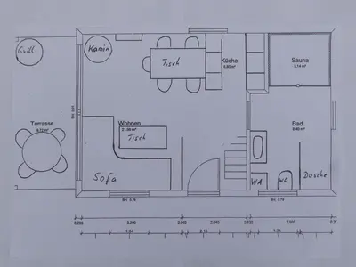 Grundriss der Unterkunft Romantik Hütte anno 2018, Haus 2