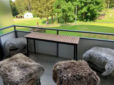 Ein Balkon oder eine Terrasse in der Unterkunft Bocksberg-Baude