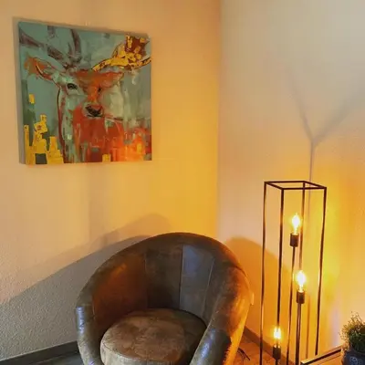 Ein Sitzbereich in der Unterkunft Bocksberg-Baude