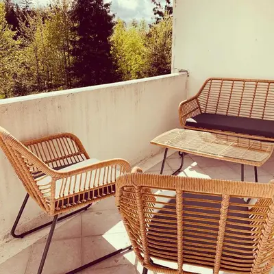 Ein Balkon oder eine Terrasse in der Unterkunft Berg-Quartier